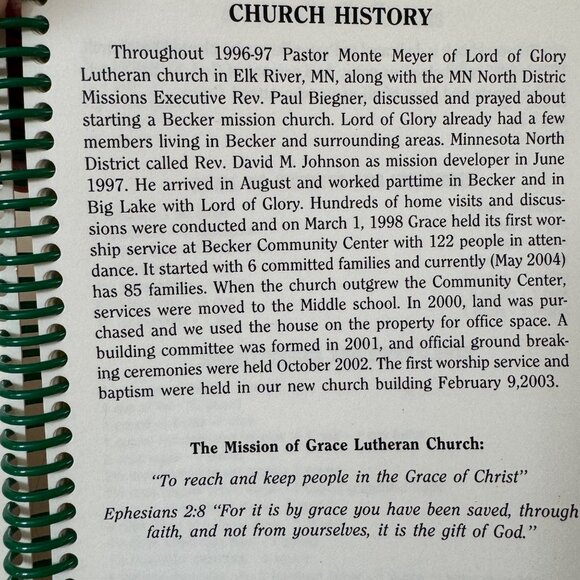VTG 2004 Cooking With Grace Lutheran Church Becker Minnesota MN Cookbook Spiral - Picture 2 of 16